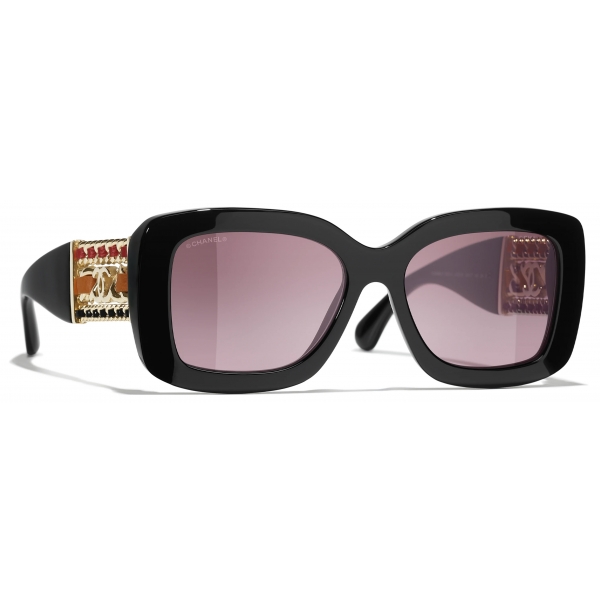 Chanel - Rectangular Sunglasses - Black Burgundy Gradient - Chanel Eyewear