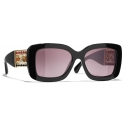 Chanel - Occhiali da Sole Rettangolare - Nero Borgogna Sfumate - Chanel Eyewear