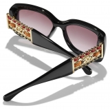 Chanel - Occhiali da Sole Rettangolare - Nero Borgogna Sfumate - Chanel Eyewear