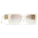 Chanel - Occhiali da Sole Rettangolare - Avorio Marrone Sfumate - Chanel Eyewear