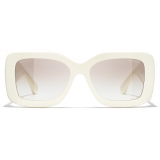 Chanel - Occhiali da Sole Rettangolare - Avorio Marrone Sfumate - Chanel Eyewear