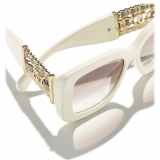 Chanel - Occhiali da Sole Rettangolare - Avorio Marrone Sfumate - Chanel Eyewear