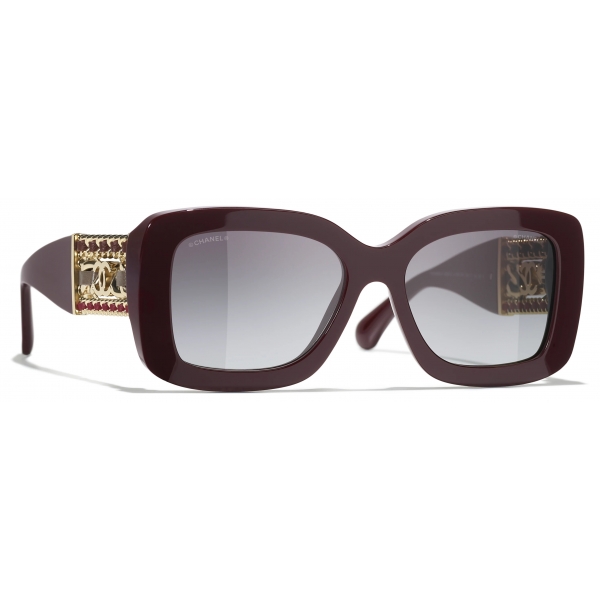 Chanel - Rectangular Sunglasses - Burgundy Gray Gradient - Chanel Eyewear