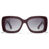 Chanel - Rectangular Sunglasses - Burgundy Gray Gradient - Chanel Eyewear