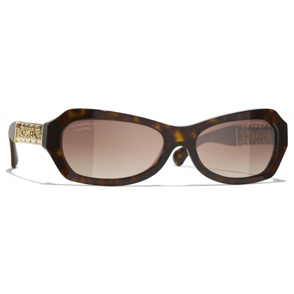 Chanel - Rectangular Sunglasses - Dark Tortoise Brown Polarized Gradient - Chanel Eyewear