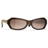 Chanel - Occhiali da Sole Rettangolare - Tartaruga Scuro Marrone Polarizzare Sfumate - Chanel Eyewear