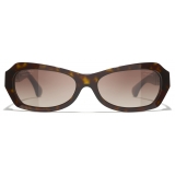 Chanel - Rectangular Sunglasses - Dark Tortoise Brown Polarized Gradient - Chanel Eyewear