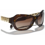 Chanel - Occhiali da Sole Rettangolare - Tartaruga Scuro Marrone Polarizzare Sfumate - Chanel Eyewear