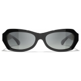 Chanel - Occhiali da Sole Rettangolare - Nero Grigio Polarizzate Sfumato - Chanel Eyewear