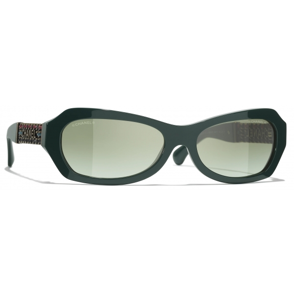 Chanel - Occhiali da Sole Rettangolare - Verde Scuro - Chanel Eyewear