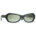 Chanel - Occhiali da Sole Rettangolare - Verde Scuro - Chanel Eyewear