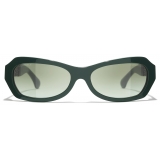 Chanel - Occhiali da Sole Rettangolare - Verde Scuro - Chanel Eyewear