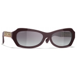 Chanel - Rectangular Sunglasses - Burgundy Gray Gradient - Chanel Eyewear