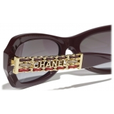 Chanel - Occhiali da Sole Rettangolare - Borgogna Grigio Sfumate - Chanel Eyewear