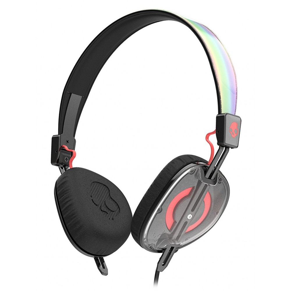Skullcandy - Knockout - Clear / Coral - Women's Wireless On-Ear Headphones  with Microphone with Supreme Sound - Avvenice