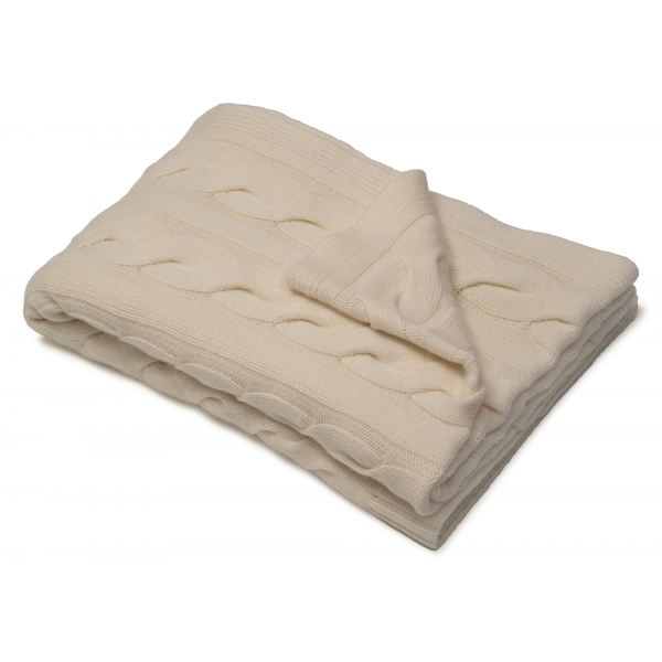 Avvenice - Coperta Treccia in Cashmere Loro Piana - Crema - Home - Luxury Exclusive Collection