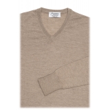 Avvenice - Finis - Man Loro Piana Extrafine Cashmere V-Neck Sweater - Tundra - Knitwear - Luxury Exclusive Collection