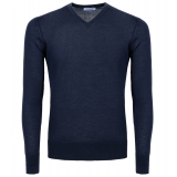 Avvenice - Finis - Maglione Scollo a V Uomo in Cashmere Extrafine Loro Piana - Blu - Maglieria - Luxury Exclusive Collection