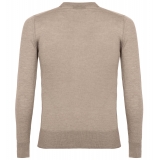 Avvenice - Finis - Man Loro Piana Extrafine Cashmere Crew Neck Sweater - Tundra - Knitwear - Luxury Exclusive Collection