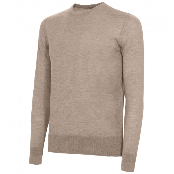 Avvenice - Finis - Man Loro Piana Extrafine Cashmere Crew Neck Sweater - Tundra - Knitwear - Luxury Exclusive Collection