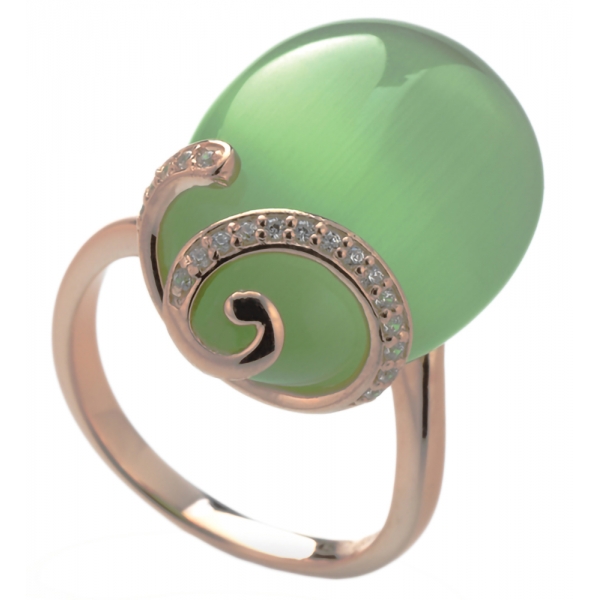 Tsars Collection - Olga Green Spiral Ring - Handmade in Swiss - Luxury Exclusive Collection