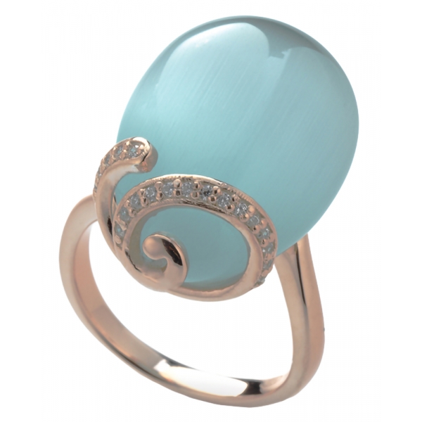 Tsars Collection - Olga Blue Spiral Ring - Handmade in Swiss - Luxury Exclusive Collection