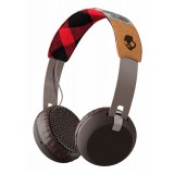 Skullcandy - Grind - Gray / Plaid - Bluetooth Wireless On-Ear Headphones with Microphone, Supreme Sound and Powerful Bass