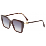 Fendi - FF Diamonds - Occhiali da Sole Squadrata Oversize - Marrone - Occhiali da Sole - Fendi Eyewear