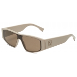 Fendi - Squared FF - Mask Sunglasses - Beige - Sunglasses - Fendi Eyewear