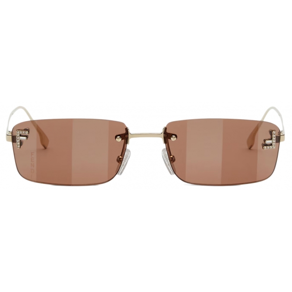 Fendi - Fendi First Crystal - Occhiali da Sole Rettangolare - Marrone - Occhiali da Sole - Fendi Eyewear