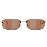 Fendi - Fendi First Crystal - Occhiali da Sole Rettangolare - Marrone - Occhiali da Sole - Fendi Eyewear