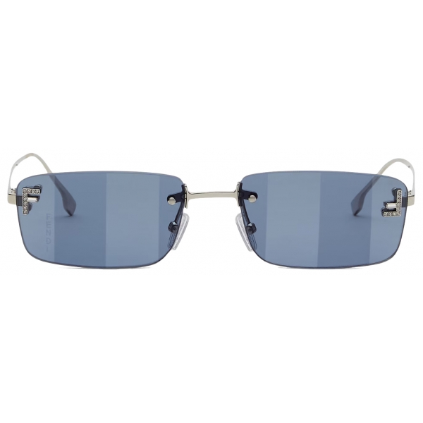 Fendi - Fendi First Crystal - Occhiali da Sole Rettangolare - Blu - Occhiali da Sole - Fendi Eyewear