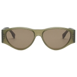 Fendi - FF Squared - Oversize Oval Sunglasses - Green - Sunglasses - Fendi Eyewear