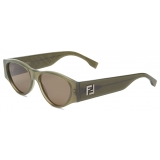 Fendi - FF Squared - Occhiali da Sole Ovale Oversize - Verde - Occhiali da Sole - Fendi Eyewear