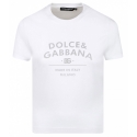 Dolce & Gabbana - T-Shirt in Jersey Bianco con Scritta Dolce & Gabbana - Dolce & Gabbana Exclusive Luxury Collection