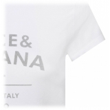 Dolce & Gabbana - T-Shirt in Jersey Bianco con Scritta Dolce & Gabbana - Dolce & Gabbana Exclusive Luxury Collection