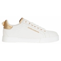 Dolce & Gabbana - Sneakers Portofino Bianche e Oro - Dolce & Gabbana Exclusive Luxury Collection