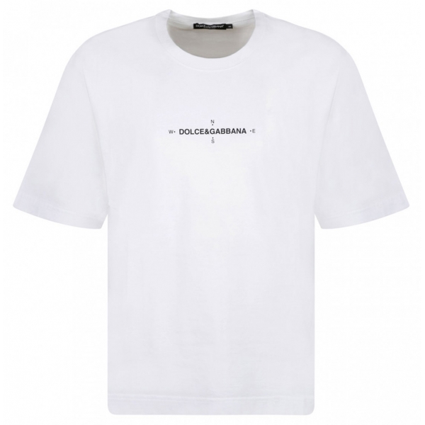 Dolce & Gabbana - White Navy Print Short Sleeve T-Shirt - Dolce & Gabbana Exclusive Luxury Collection