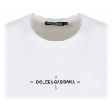 Dolce & Gabbana - T-Shirt a Maniche Corte con Stampa Blu Navy Bianca - Dolce & Gabbana Exclusive Luxury Collection