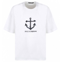 Dolce & Gabbana - White Navy Print Short Sleeve T-Shirt - Dolce & Gabbana Exclusive Luxury Collection