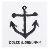 Dolce & Gabbana - T-Shirt a Maniche Corte con Stampa Blu Navy Bianca - Dolce & Gabbana Exclusive Luxury Collection