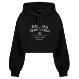 Dolce & Gabbana - Black Logo Lettering Jersey Hoodie - Dolce & Gabbana Exclusive Luxury Collection