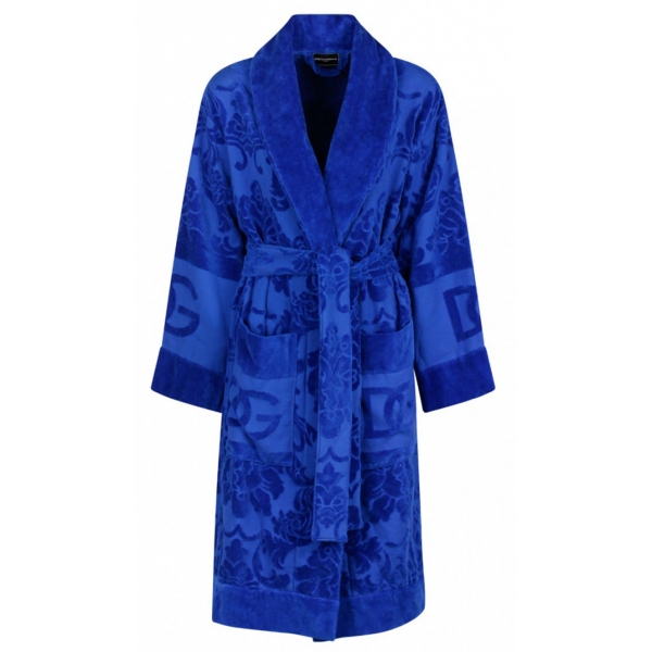 Dolce & Gabbana - Blue Cotton Bathrobe - Dolce & Gabbana Exclusive Luxury Collection