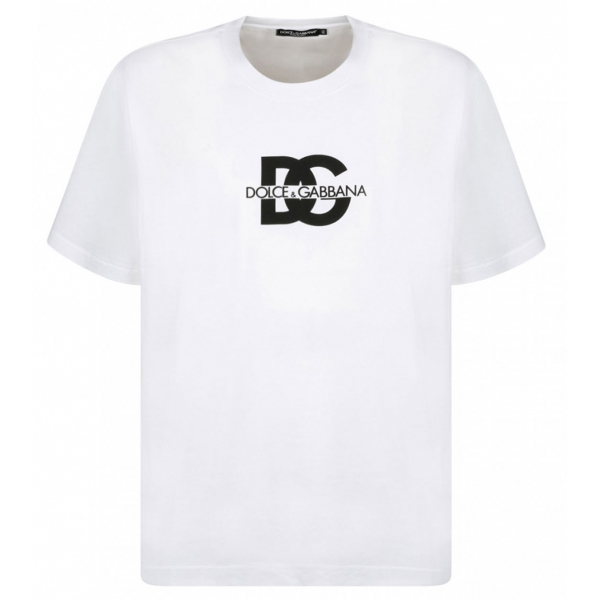 Dolce & Gabbana - T-Shirt con Stampa DG in Cotone Bianco con Logo - Dolce & Gabbana Exclusive Luxury Collection