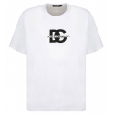 Dolce & Gabbana - T-Shirt con Stampa DG in Cotone Bianco con Logo - Dolce & Gabbana Exclusive Luxury Collection