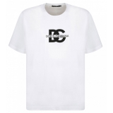 Dolce & Gabbana - T-Shirt con Stampa DG in Cotone Bianco con Logo - Dolce & Gabbana Exclusive Luxury Collection