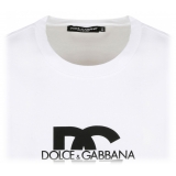 Dolce & Gabbana - T-Shirt con Stampa DG in Cotone Bianco con Logo - Dolce & Gabbana Exclusive Luxury Collection