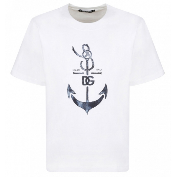 Dolce & Gabbana - T-Shirt in Cotone Bianco con Stampa - Dolce & Gabbana Exclusive Luxury Collection