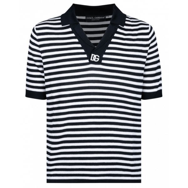 Dolce & Gabbana - Blue and White Striped Polo Shirt - Dolce & Gabbana Exclusive Luxury Collection