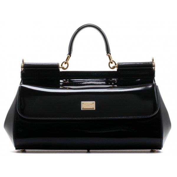 Dolce & Gabbana - Black Calf Leather Medium Sicily Shoulder Bag - Dolce & Gabbana Exclusive Luxury Collection